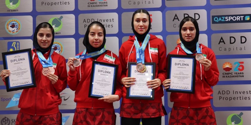 طلا و برنز تنیس روی میز انفرادی آسیای میانه به دختران ایران رسید
